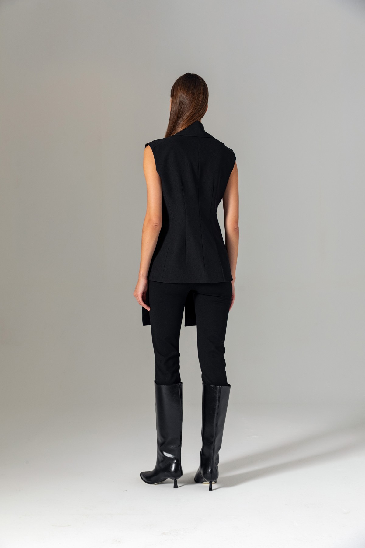 Şal Detaylı Yelek Siyah