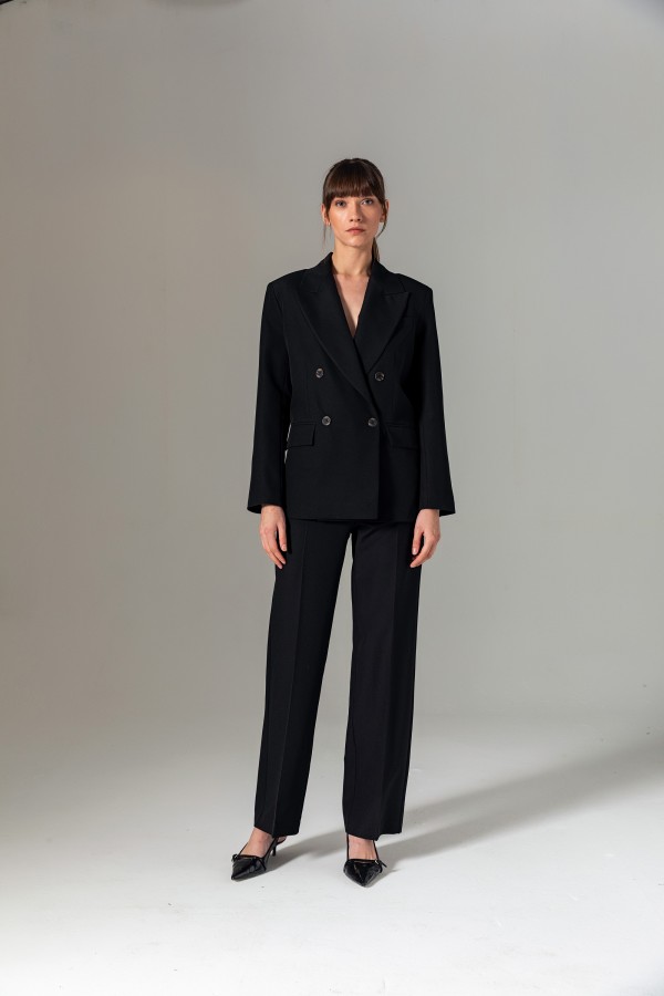 Bele Oturan Mono Blazer Ceket Siyah
