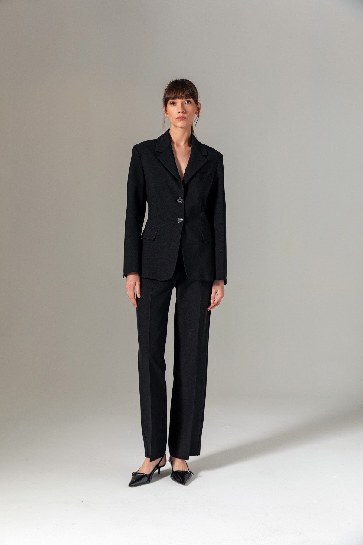 Bele Oturan Mono Blazer Ceket Siyah