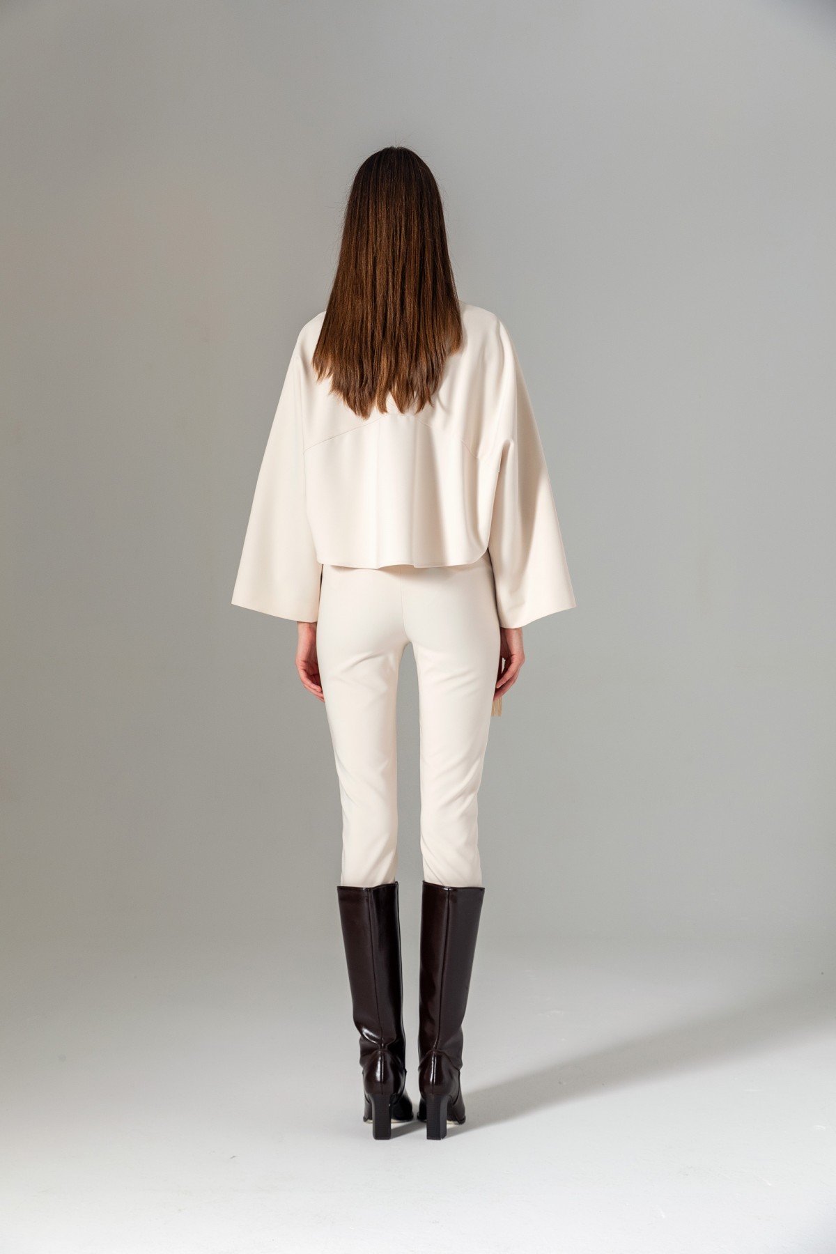 Şal Detaylı Ceket Ekru