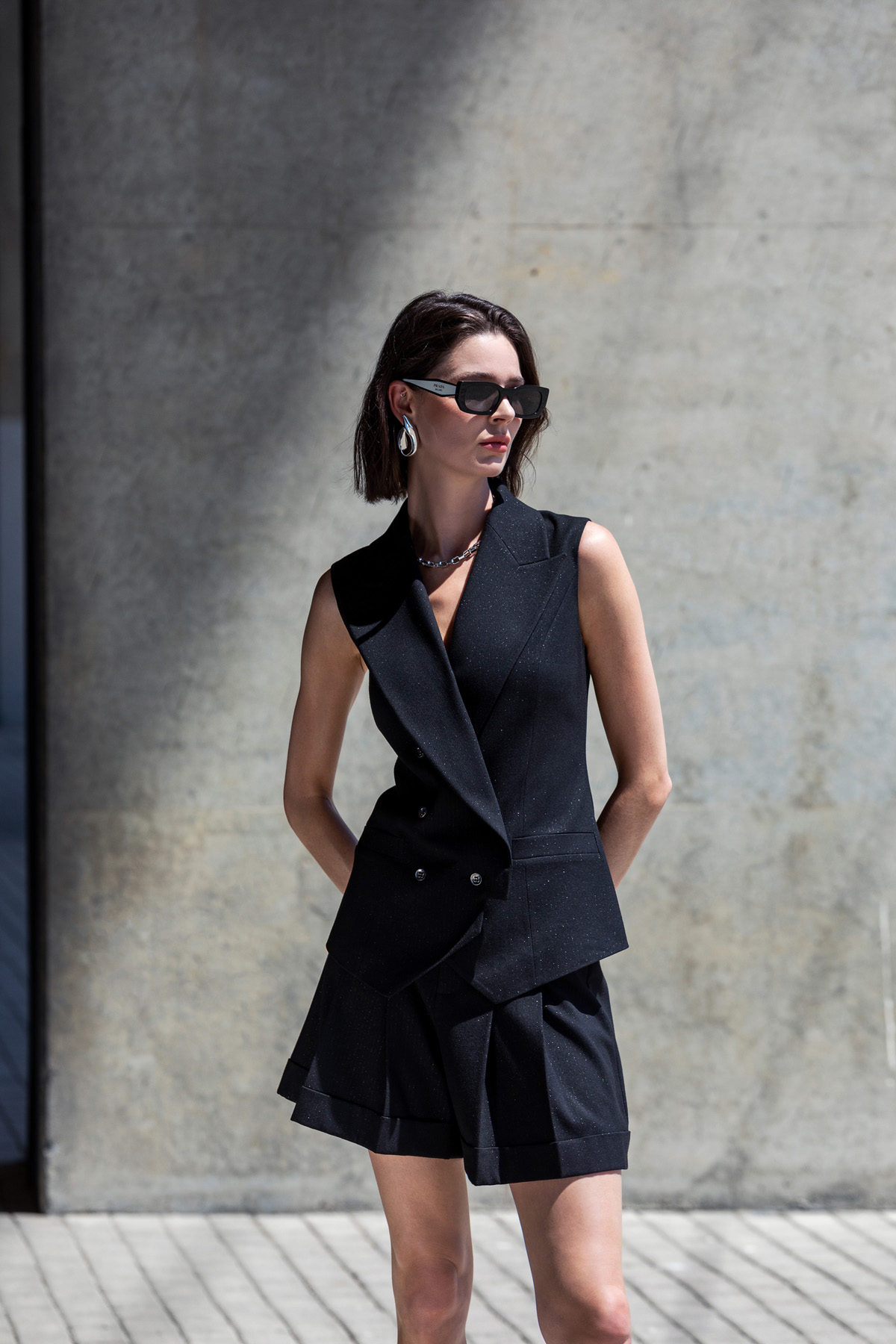 Kruvaze Kapama Yelek Siyah