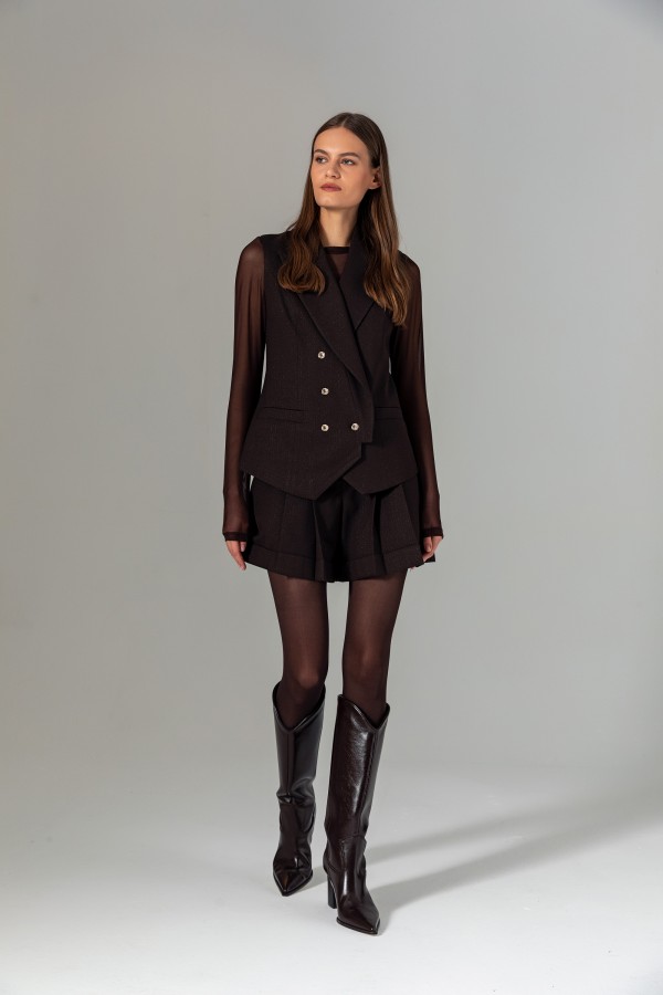 Kruvaze Kapama Yelek Kahve Kruvaze Kapama Yelek Kahve