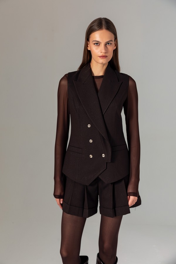 Kruvaze Kapama Yelek Kahve Kruvaze Kapama Yelek Kahve