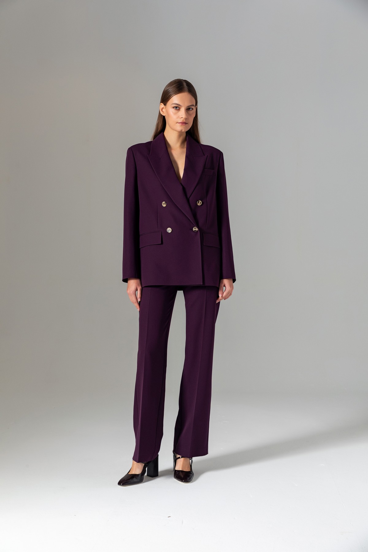 Oversize Blazer Ceket Mor