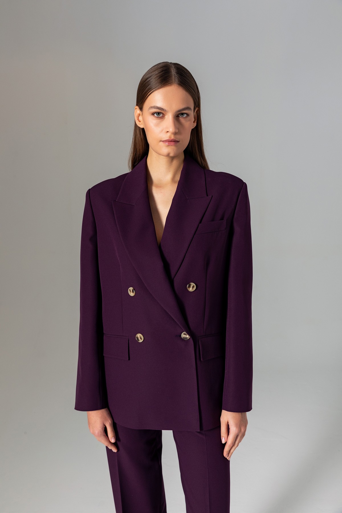 Oversize Blazer Ceket Mor