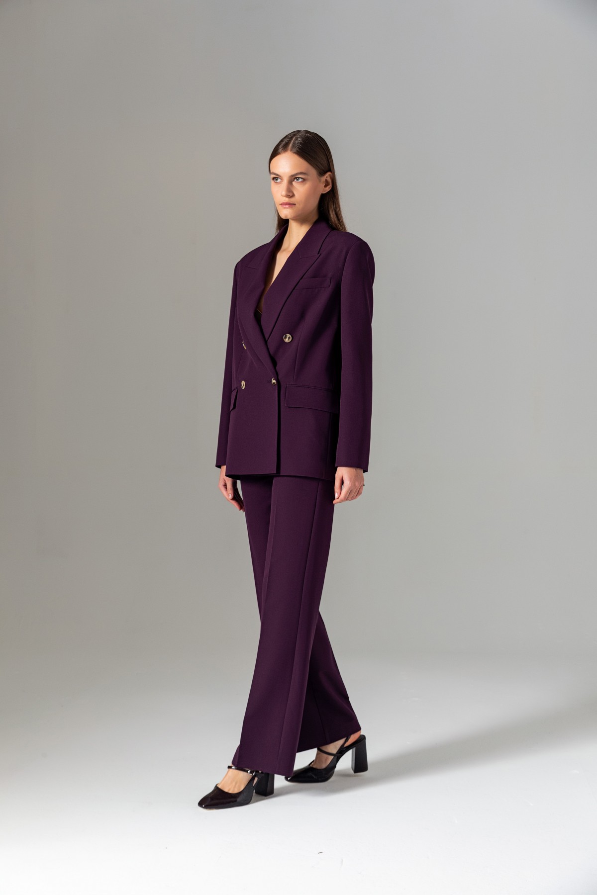 Oversize Blazer Ceket Mor