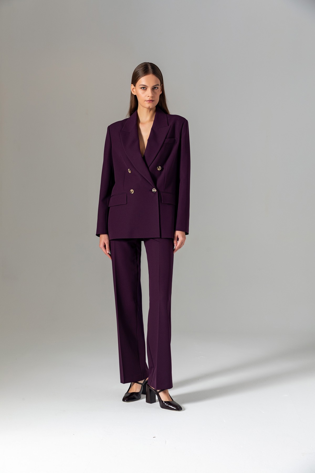 Oversize Blazer Ceket Mor