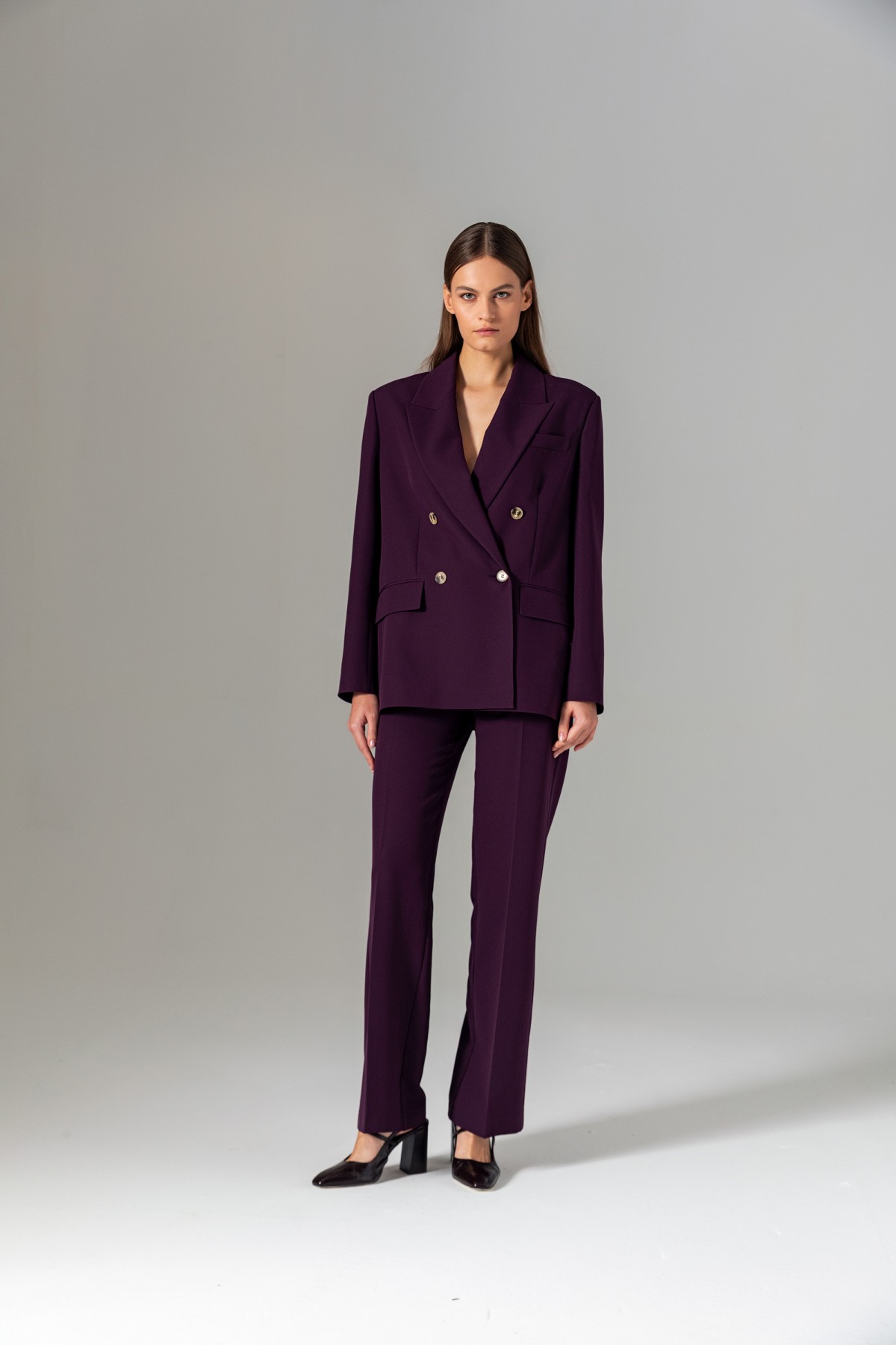 Oversize Blazer Ceket Mor