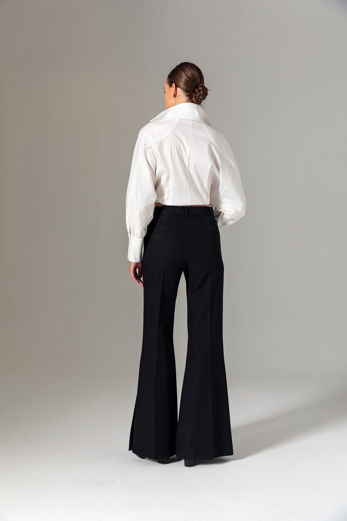 Geniş Paça Kemerli Pantolon Siyah