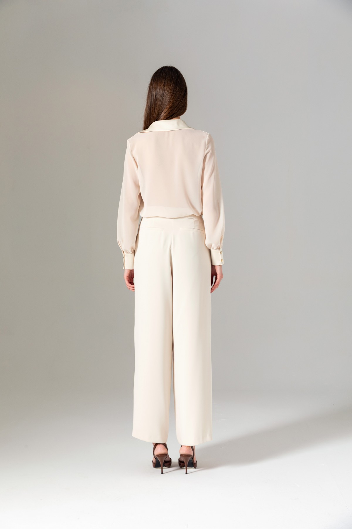 Pileli Baggy Pantolon Krem