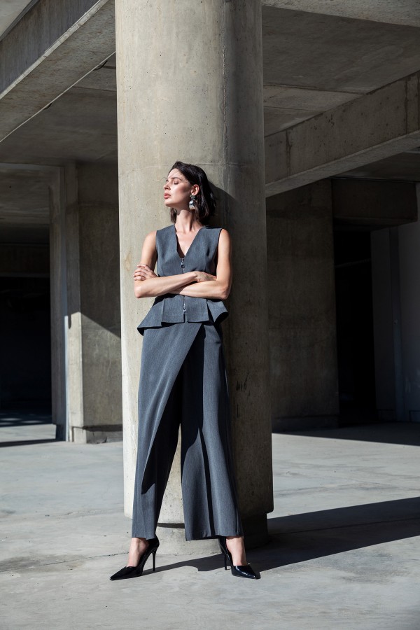 Geniş Paça Pareo Pantolon Antrasit