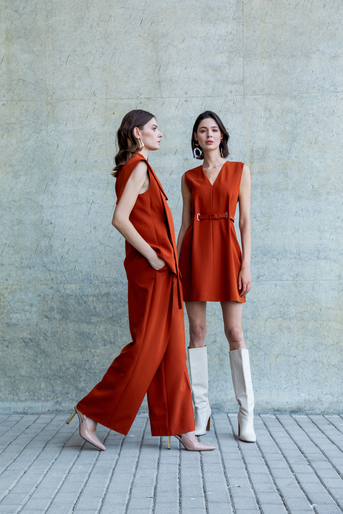 Geniş Paça Pileli Pantolon Ki̇remi̇t