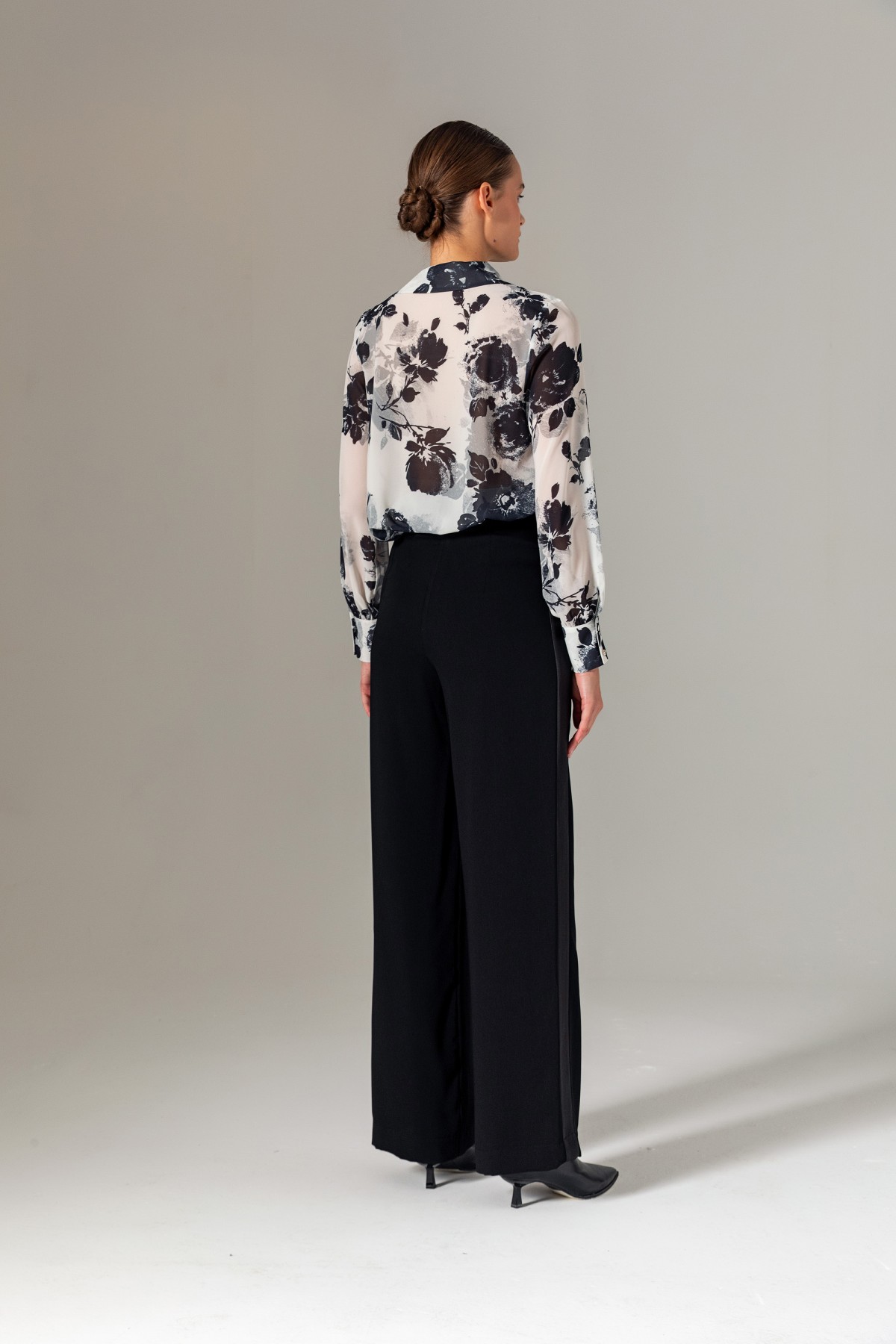 Saten Şeritli Pantolon Siyah