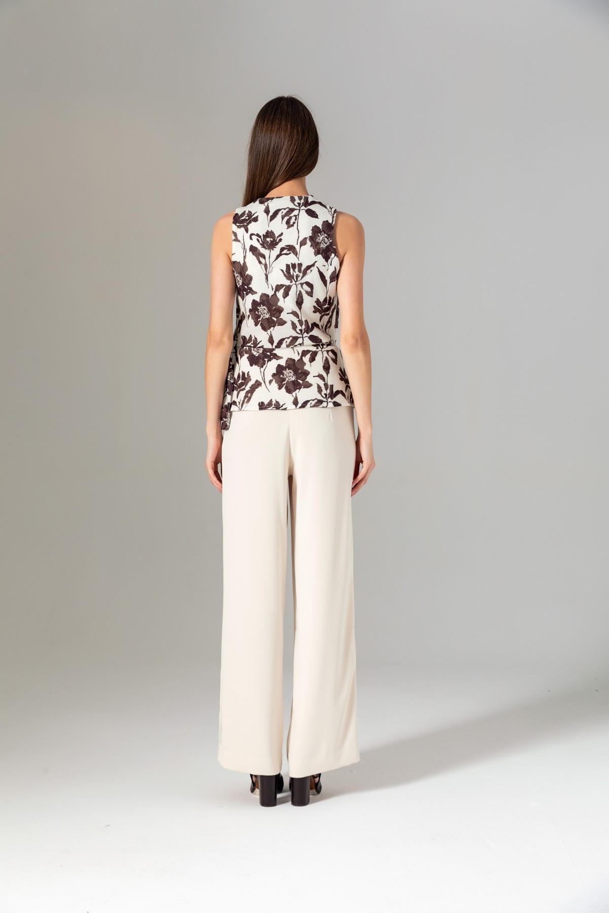 Saten Şeritli Pantolon Krem