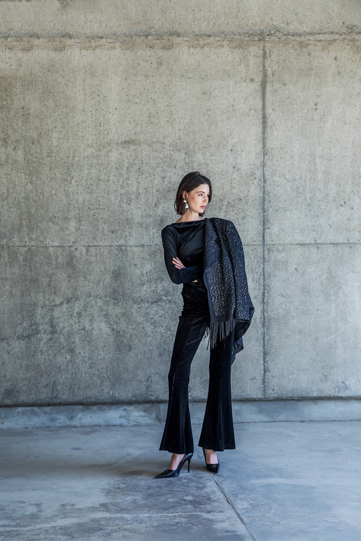 Beli Lastikli Kadife Pantolon Siyah