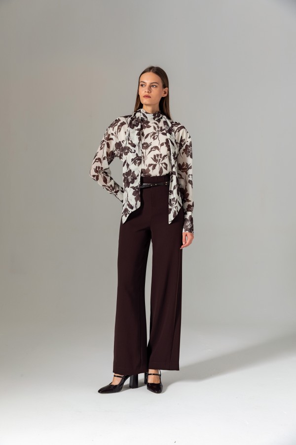 Kemerli Klasik Pantolon Kahve Kemerli Klasik Pantolon Kahve