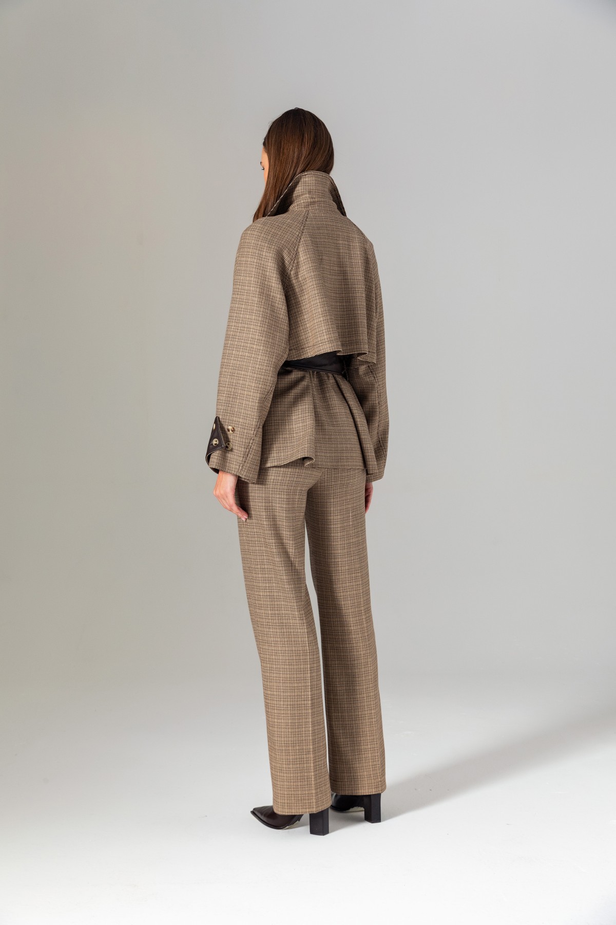 Deri Garnili Pantolon Kahve