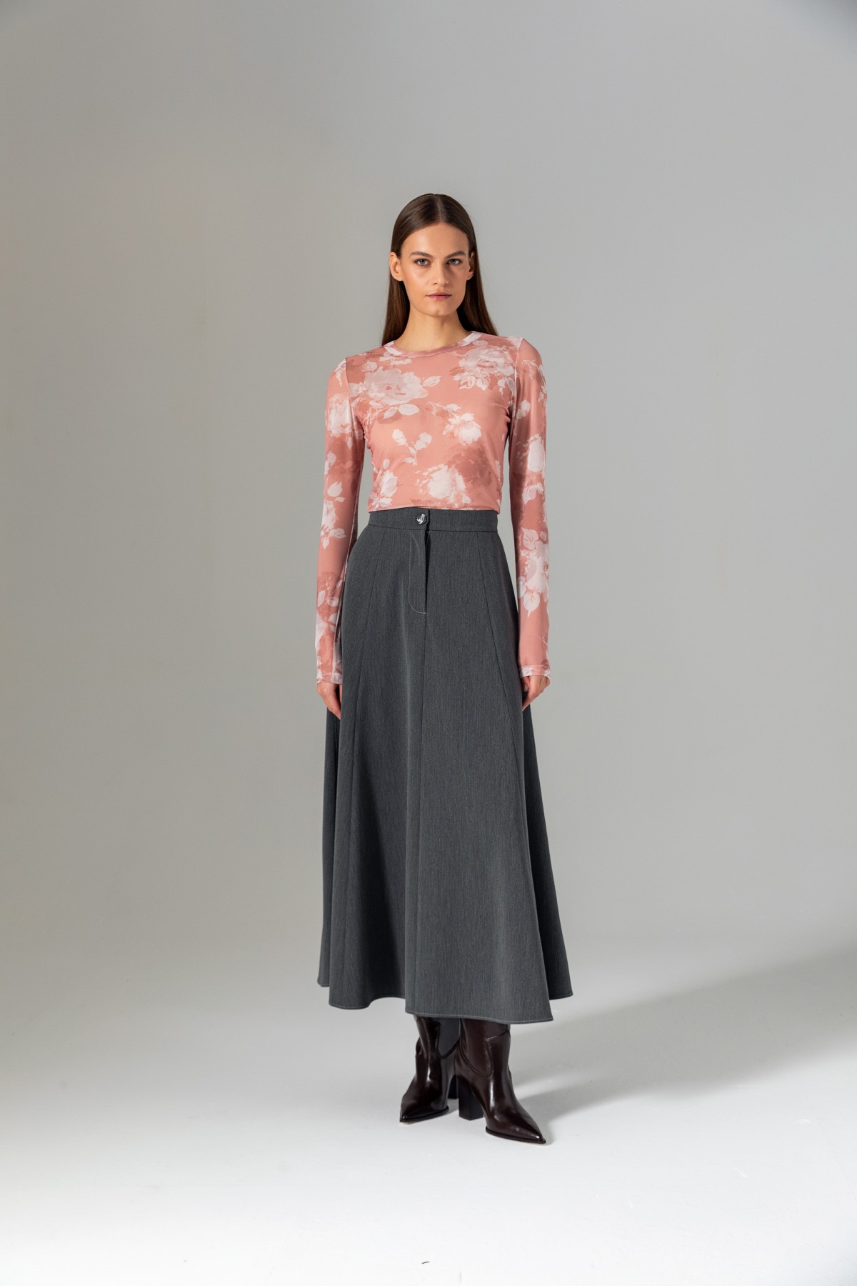 Kloş Midi Etek Antrasit