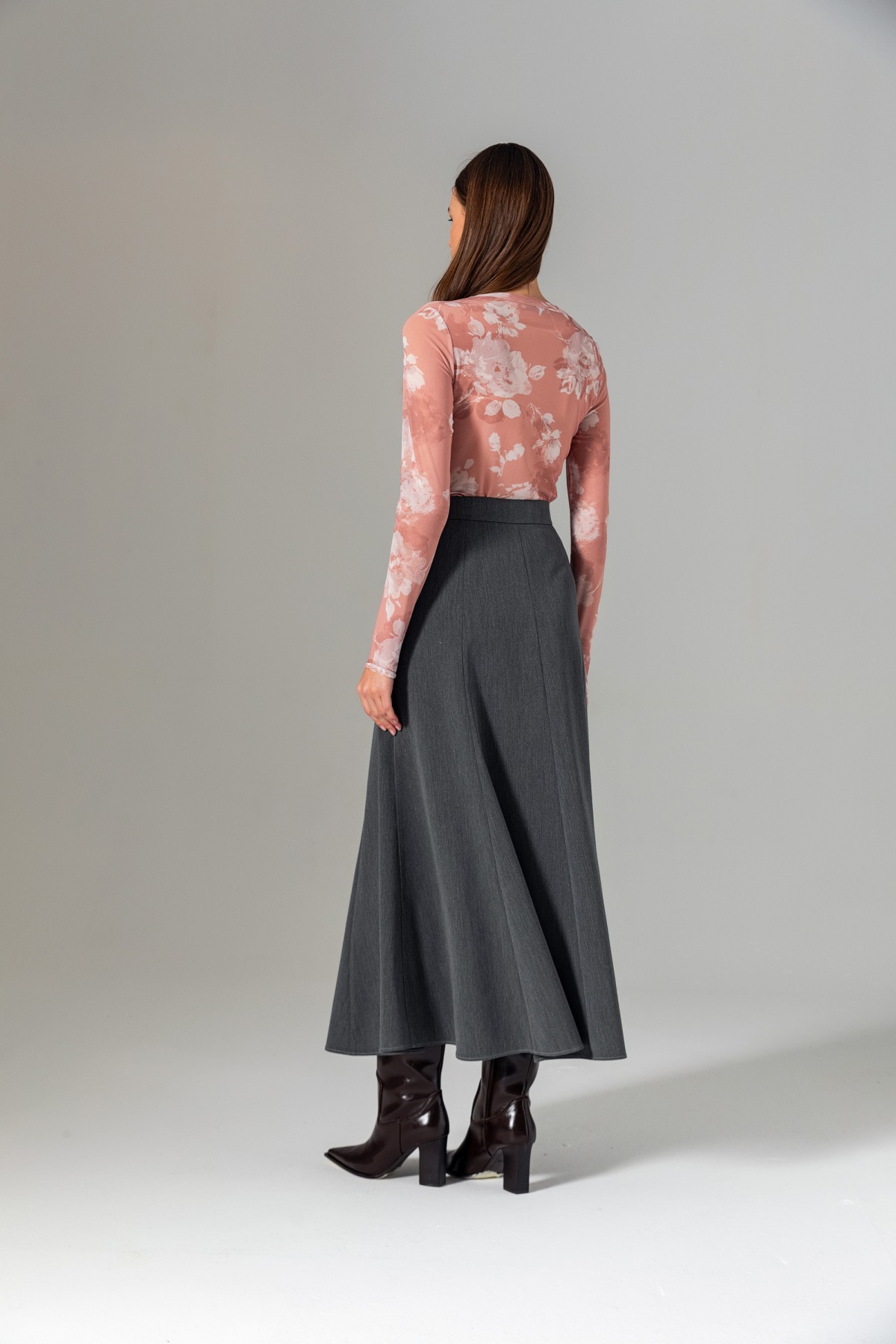 Kloş Midi Etek Antrasit