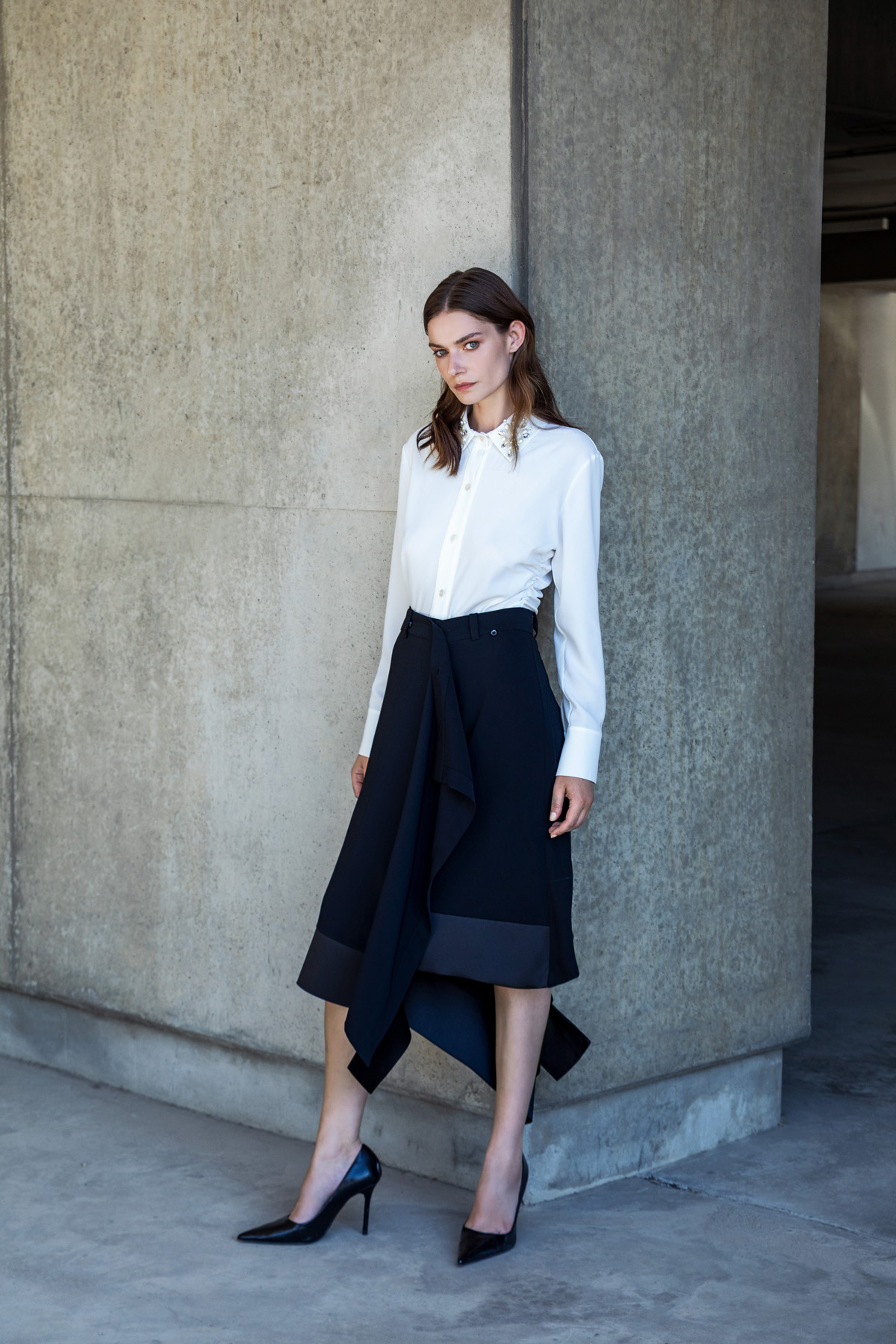 Asimetrik Pareo Etek Siyah