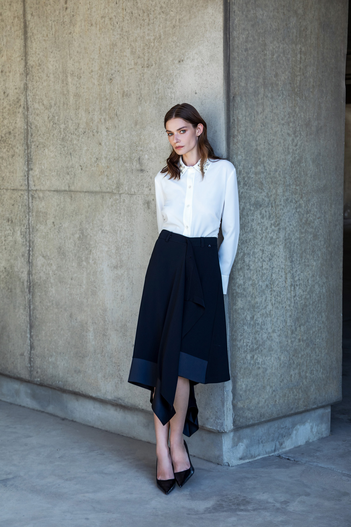 Asimetrik Pareo Etek Siyah