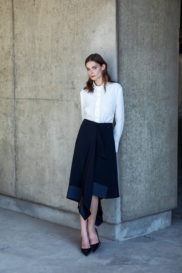 Asimetrik Pareo Etek Siyah