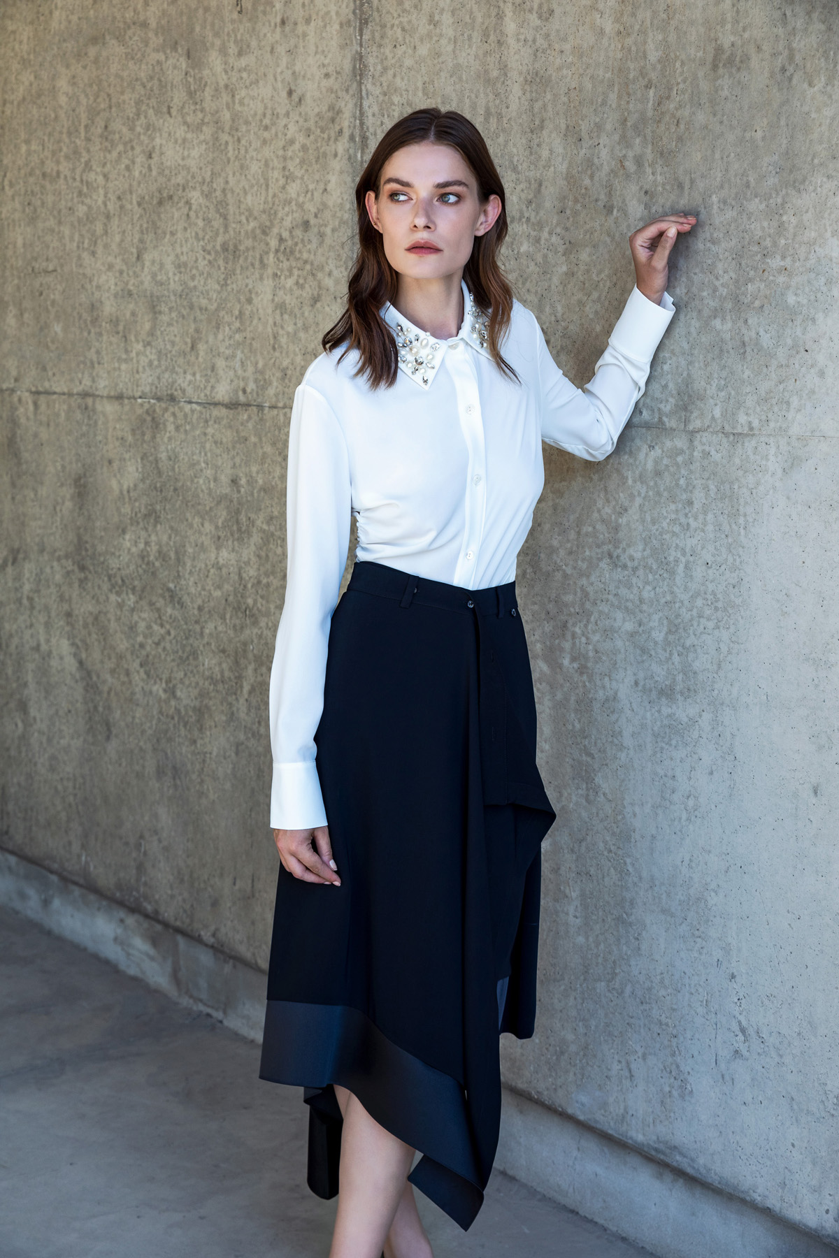 Asimetrik Pareo Etek Siyah