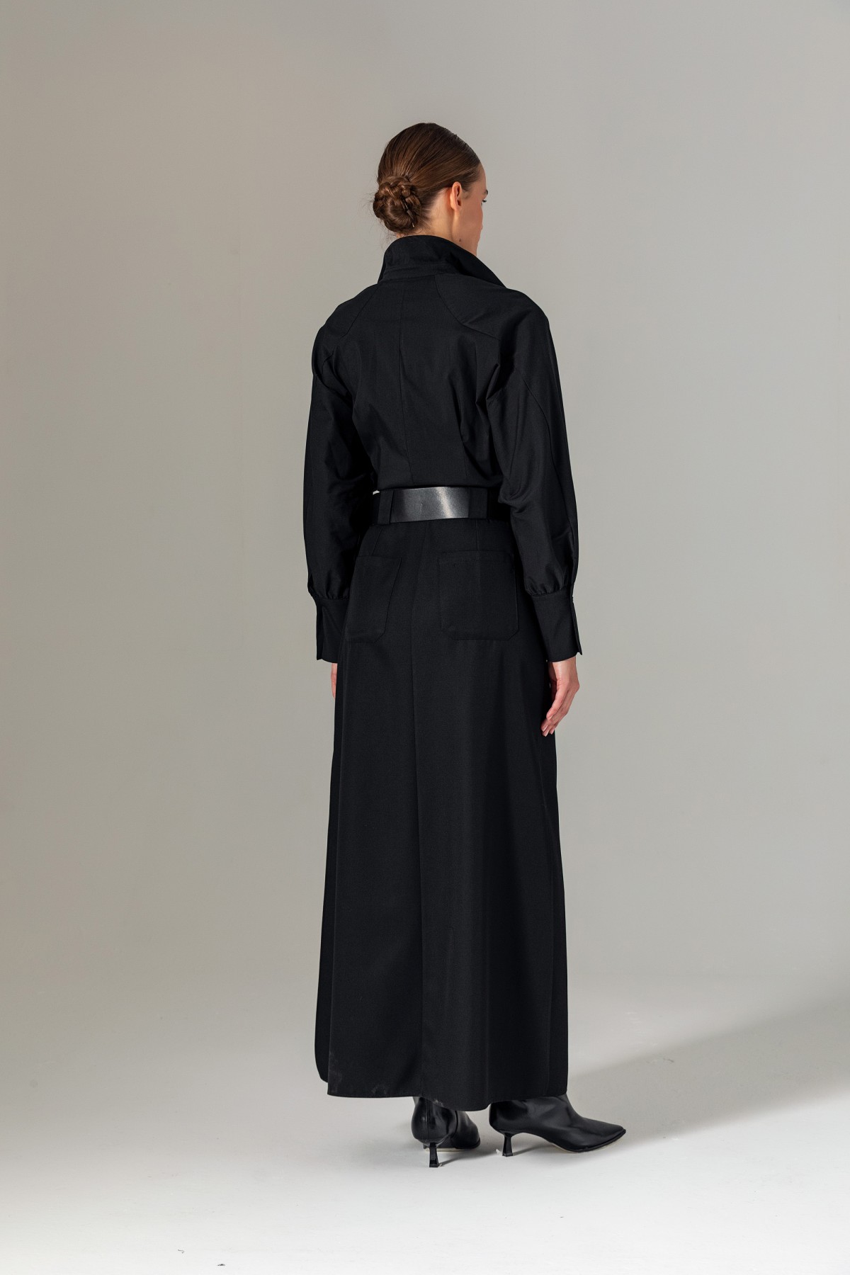 Pileli Uzun Etek Siyah