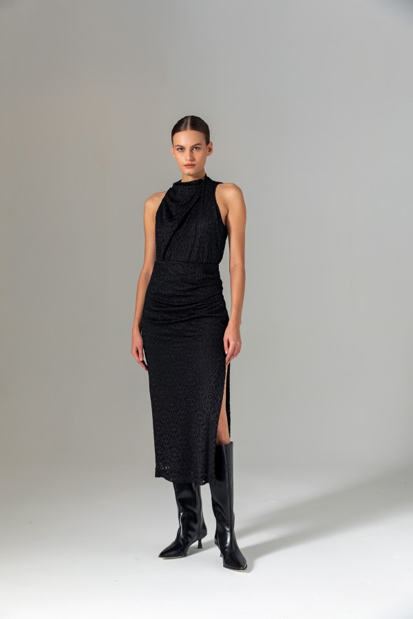 Dantel Midi Etek Siyah