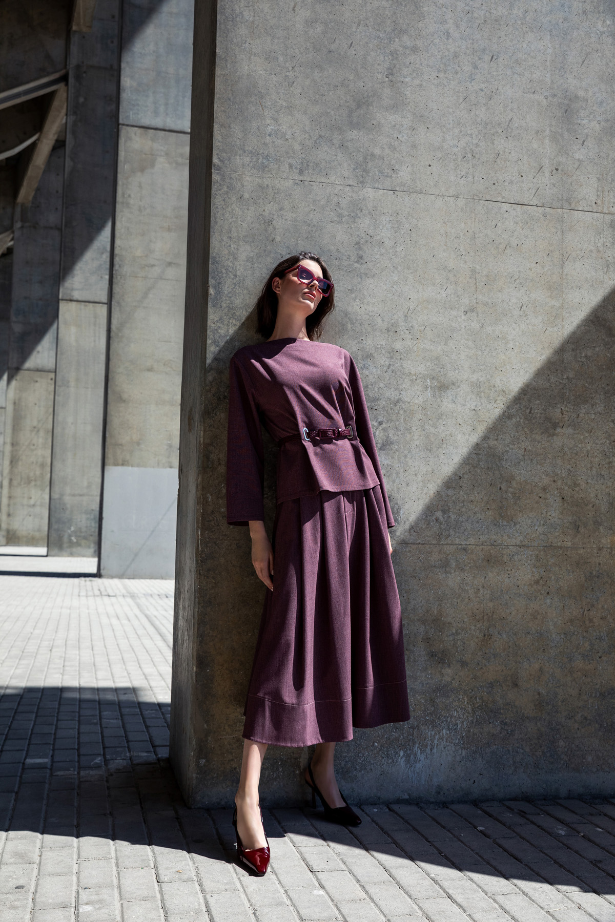 Pileli A-Kesim Etek Bordo