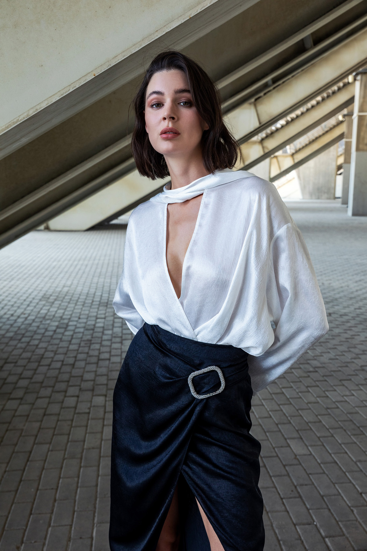 Saten Pareo Etek Siyah