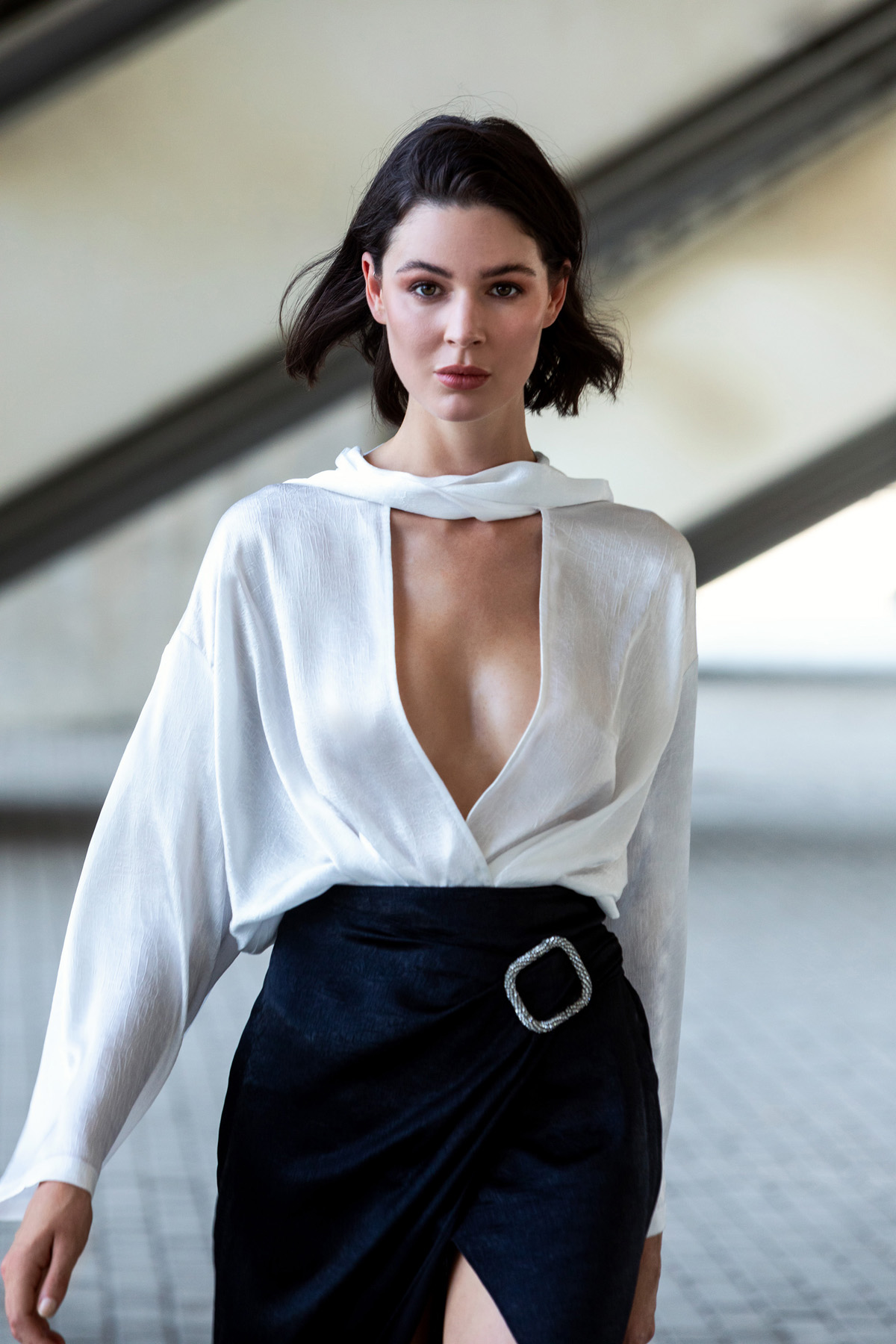 Saten Pareo Etek Siyah