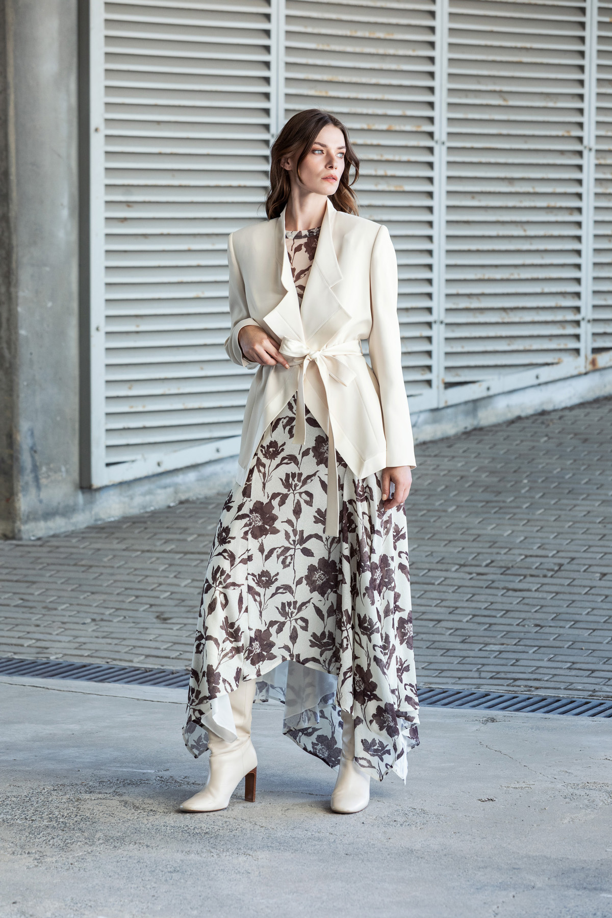 Desenli Asimetrik Etek Kahve