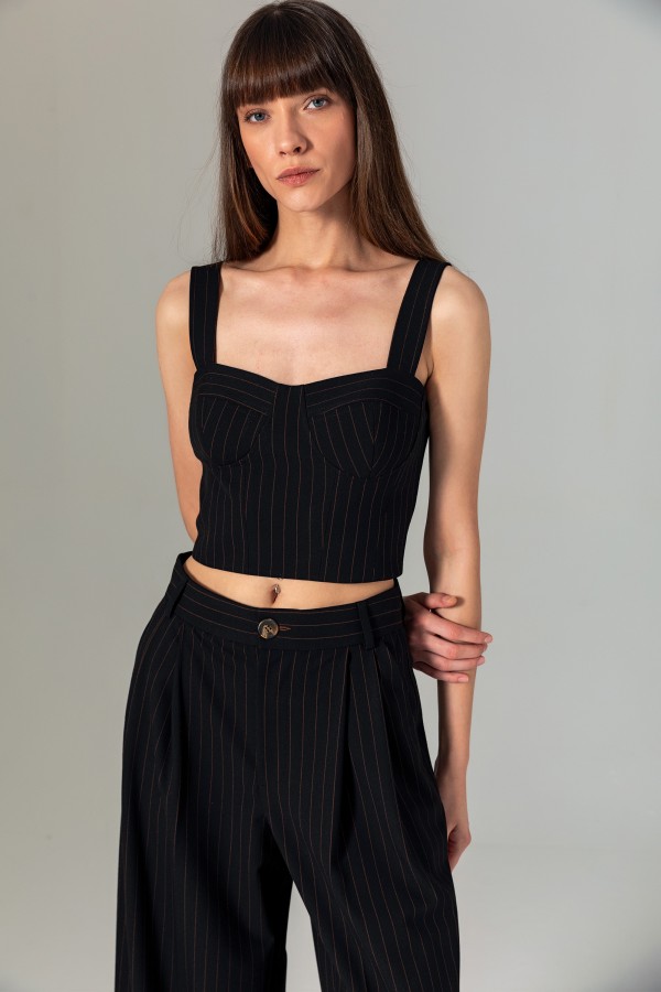 Çizgili Bralet Siyah