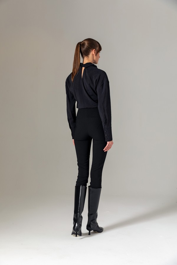 Şal Yaka Bluz Siyah Şal Yaka Bluz Siyah