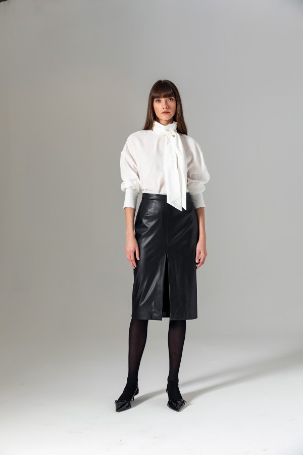 Şal Yaka Bluz Ekru Şal Yaka Bluz Ekru