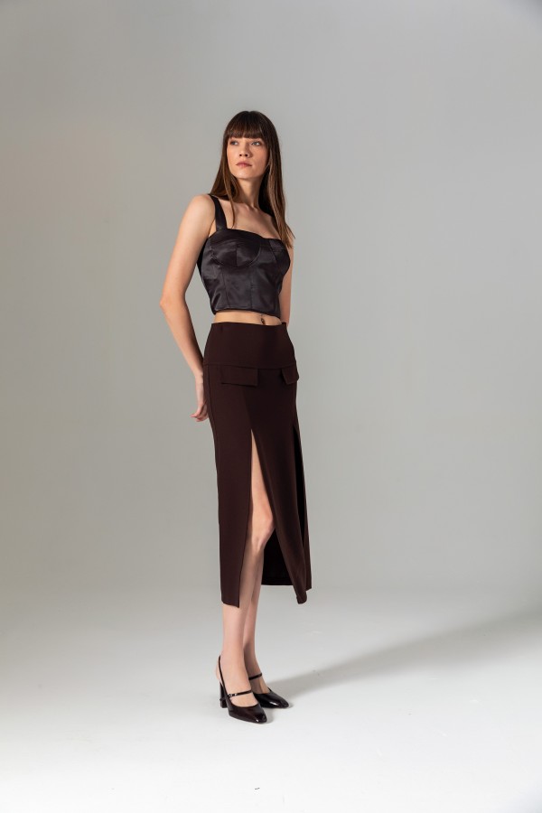 Saten Bralet Kahve Saten Bralet Kahve