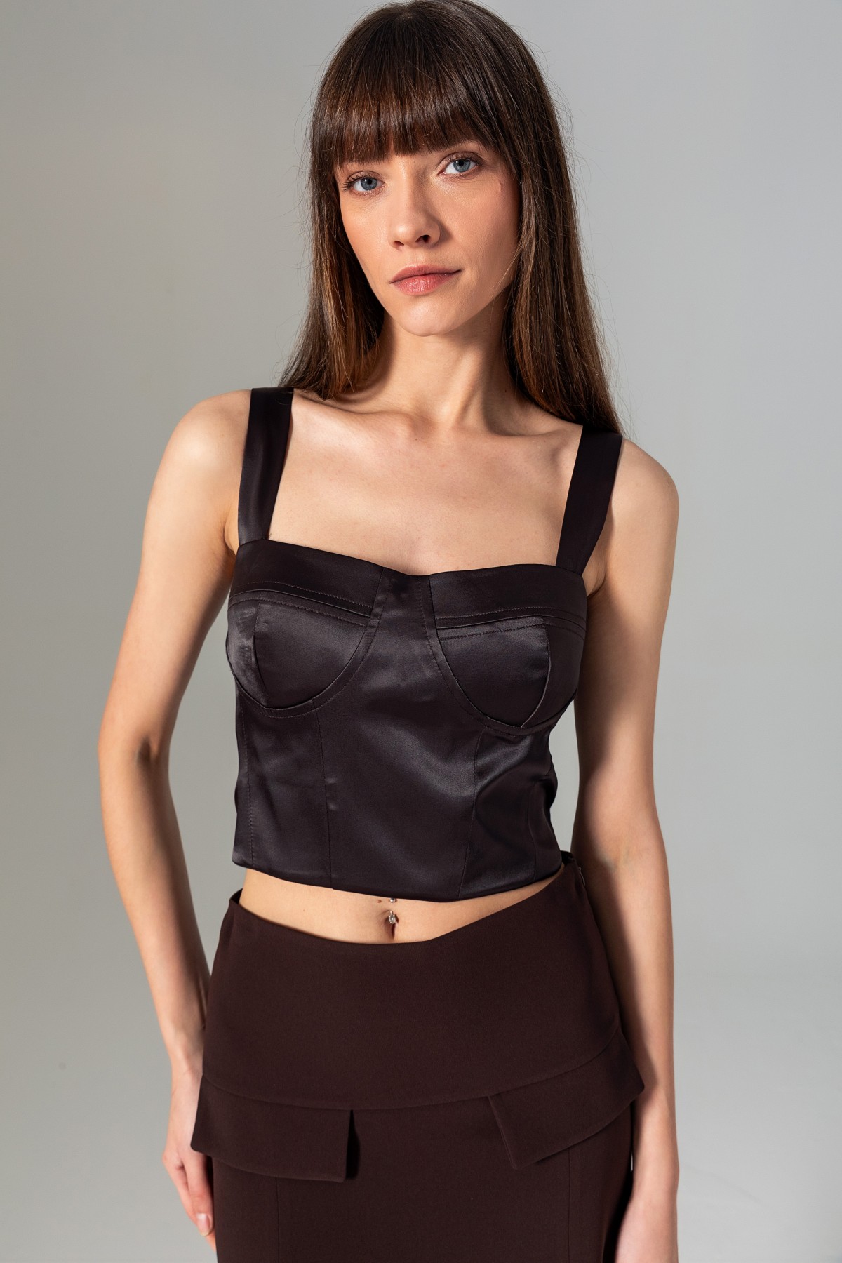 Saten Bralet Kahve