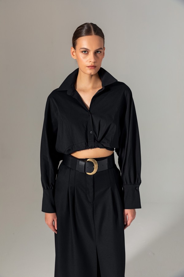 Bele Oturan Gömlek Siyah