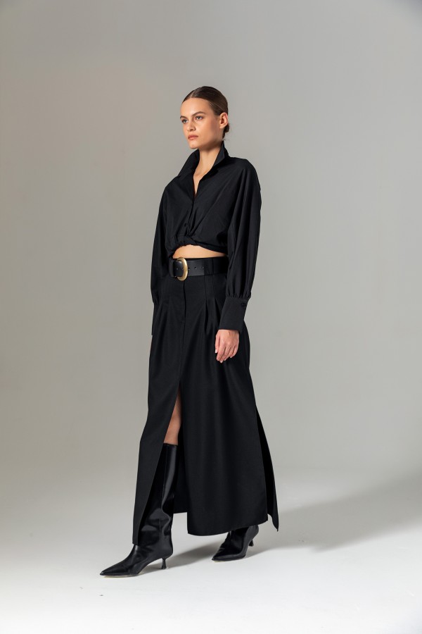 Bele Oturan Gömlek Siyah