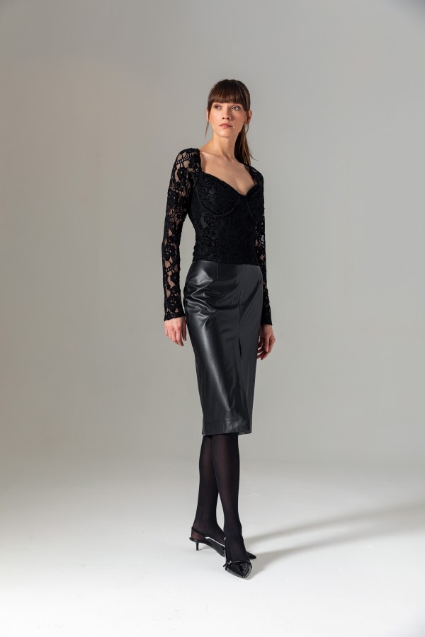 Uzun Kol Dantel Bralet Siyah Uzun Kol Dantel Bralet Siyah