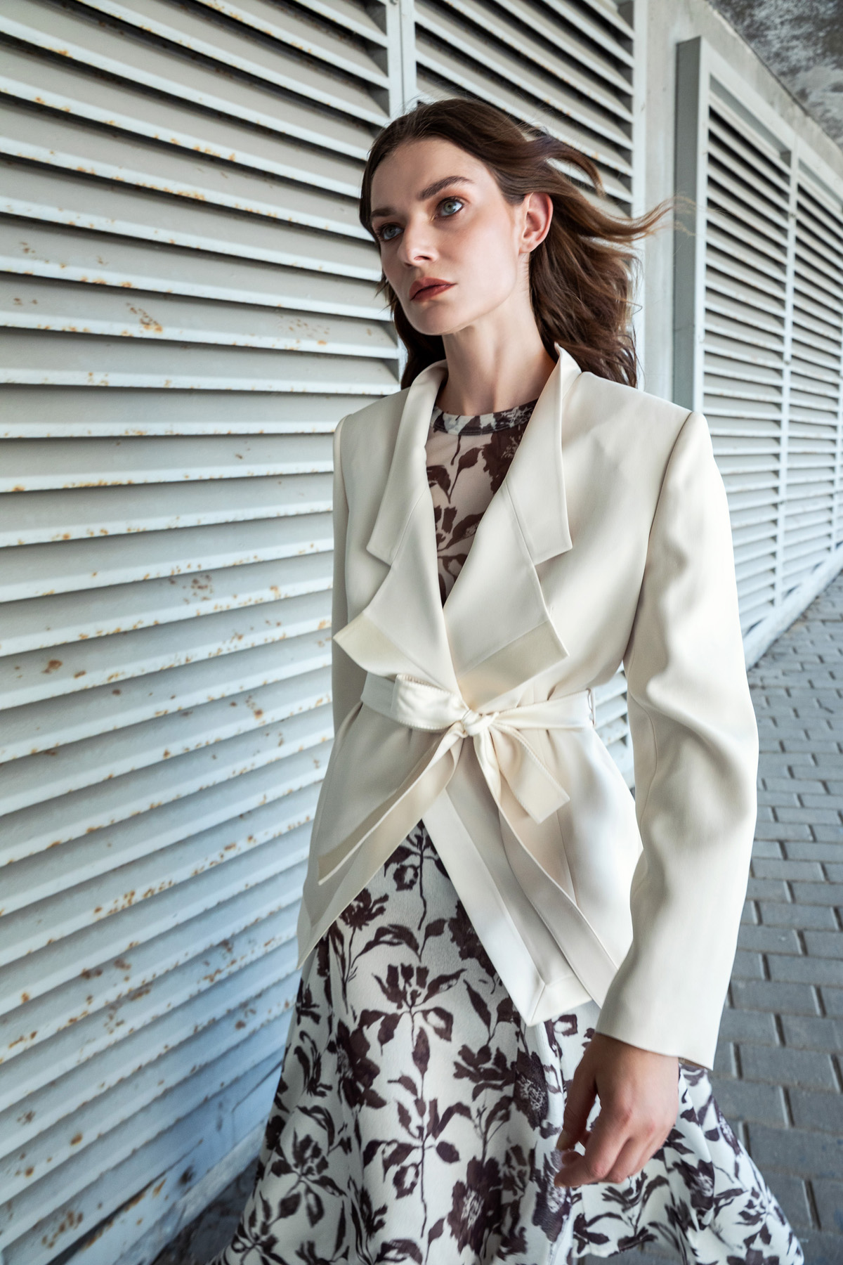 Desenli Tül Bluz Kahve