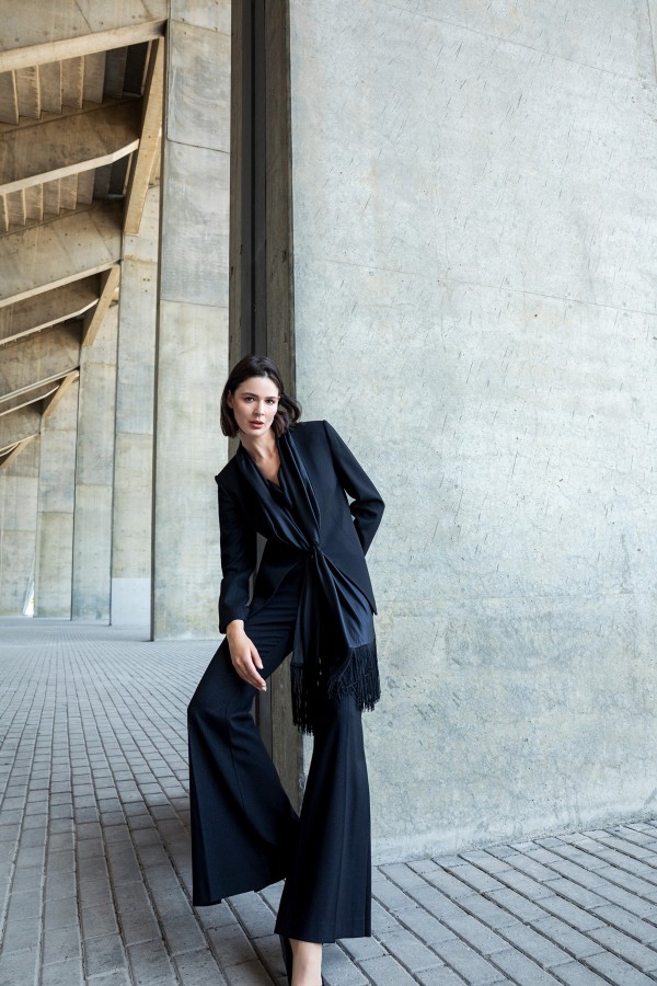 Degaje Yaka Bluz Siyah