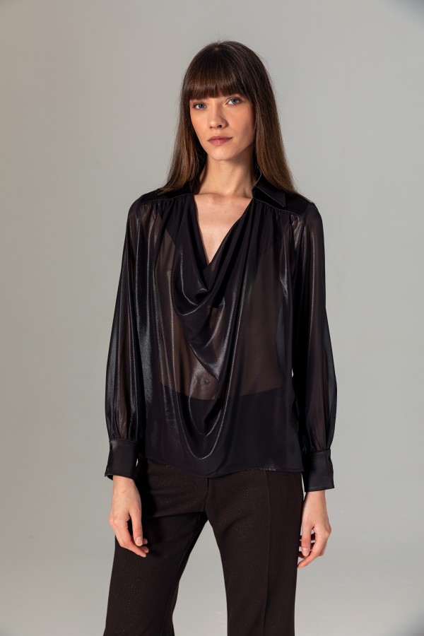 Degaje Yaka Bluz Kahve