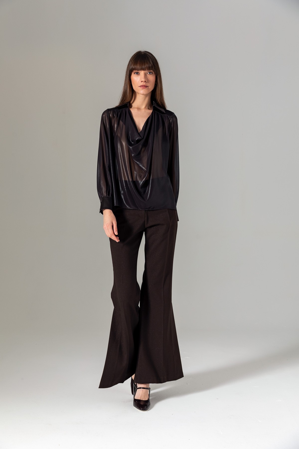 Degaje Yaka Bluz Kahve