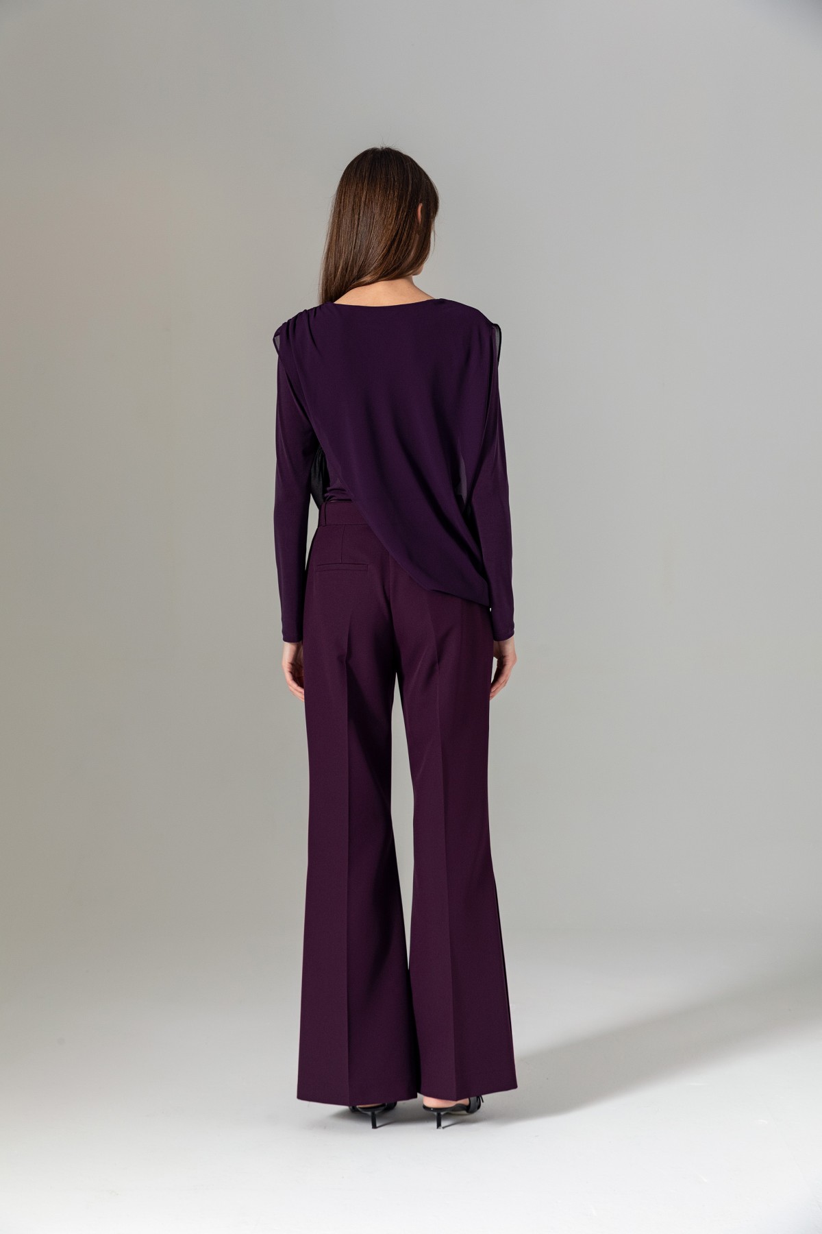 Şifonlu Örme Bluz Mor