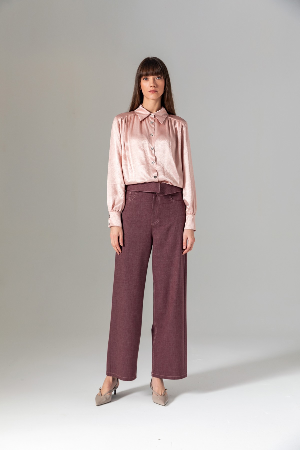 Metal Düğmeli Gömlek Pudra