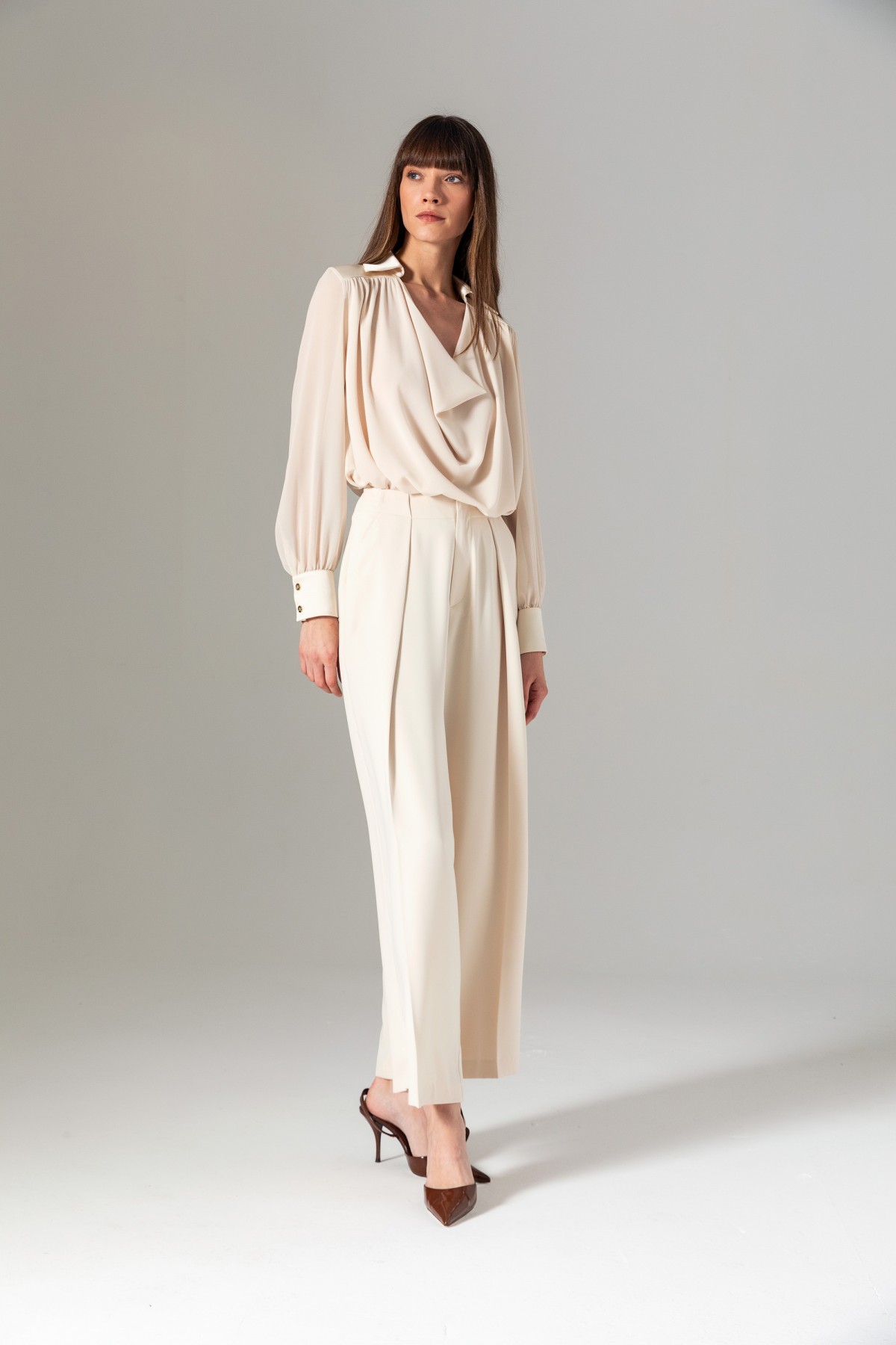 Degaje Yaka Bluz Krem