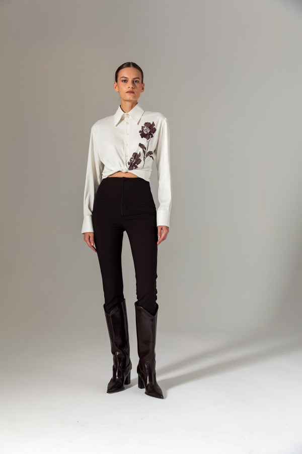 Desen Detaylı Gömlek Kahve