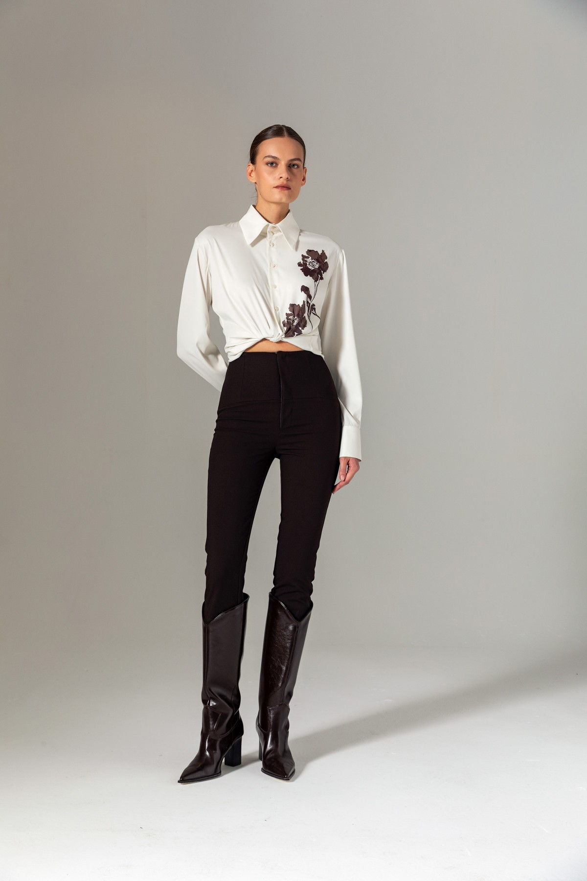 Desen Detaylı Gömlek Kahve